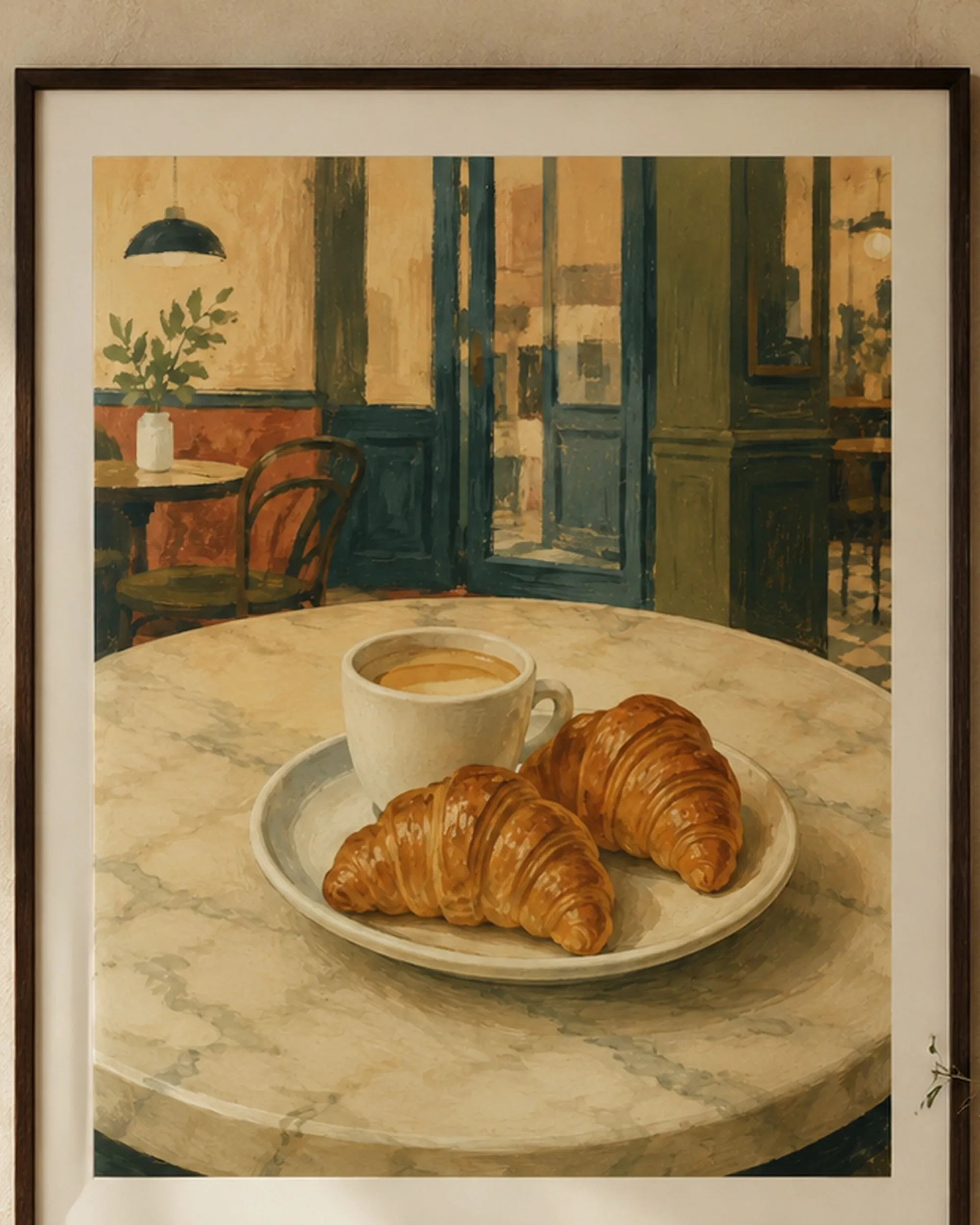 Close view of the framed artwork showing brushwork and detail.